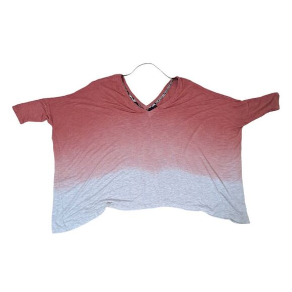 Dolan Women's Ombre Dusty Peach Boxy Oversize Rayon V Neck Top Vacation Sz Small - Picture 3 of 8